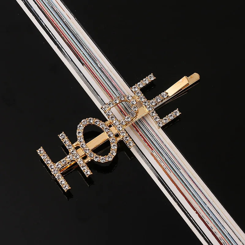 Simple Letter Rhinestone Hairpins Women Hair Clips Pins Barrettes Accessories For Women Girls Hair Hairclip Hairgrip Headdress