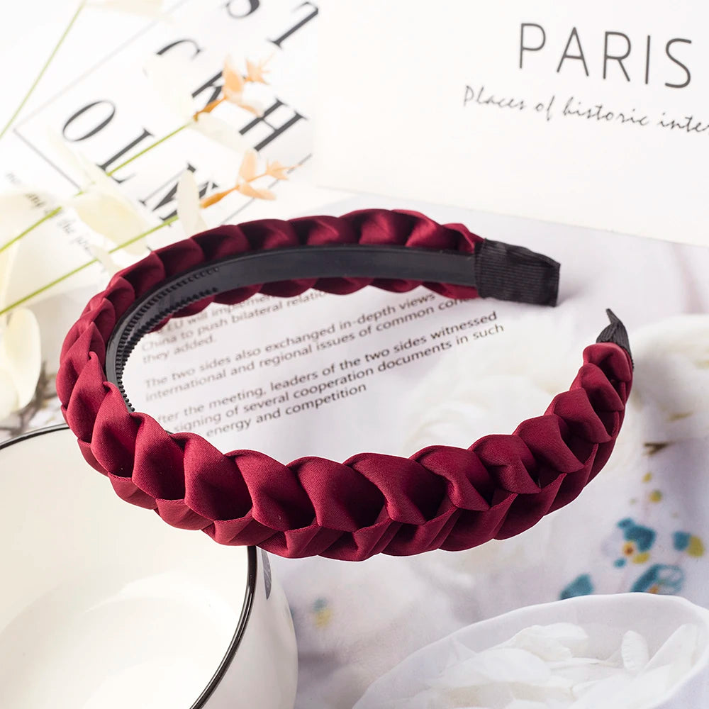 Braided Headband Women Girls Elastic Hairbands Non-slip Fashion Weaving Hair Hoop Ban lifestyle view