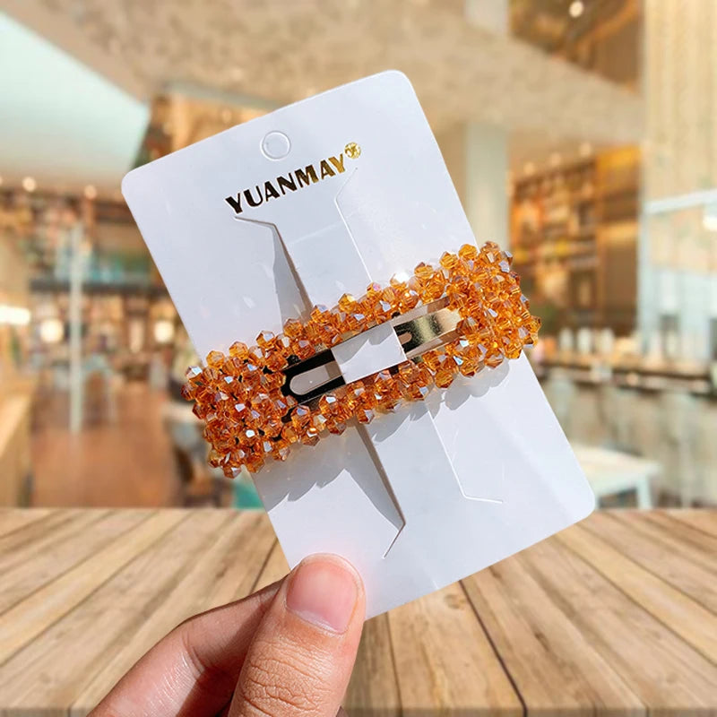 Fashion Women Rhinestone Hair Clips Full Crystal Hairclip Metal Ponytail Holder Hairpins Hair Accessories For Women