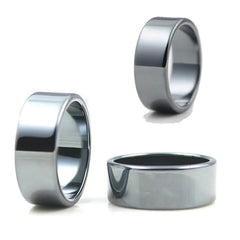 Flat Hematite Ring 10mm Wide (1pcs) Male and Female Fashion 5A Quality Jewelry Black No Magnet Ring