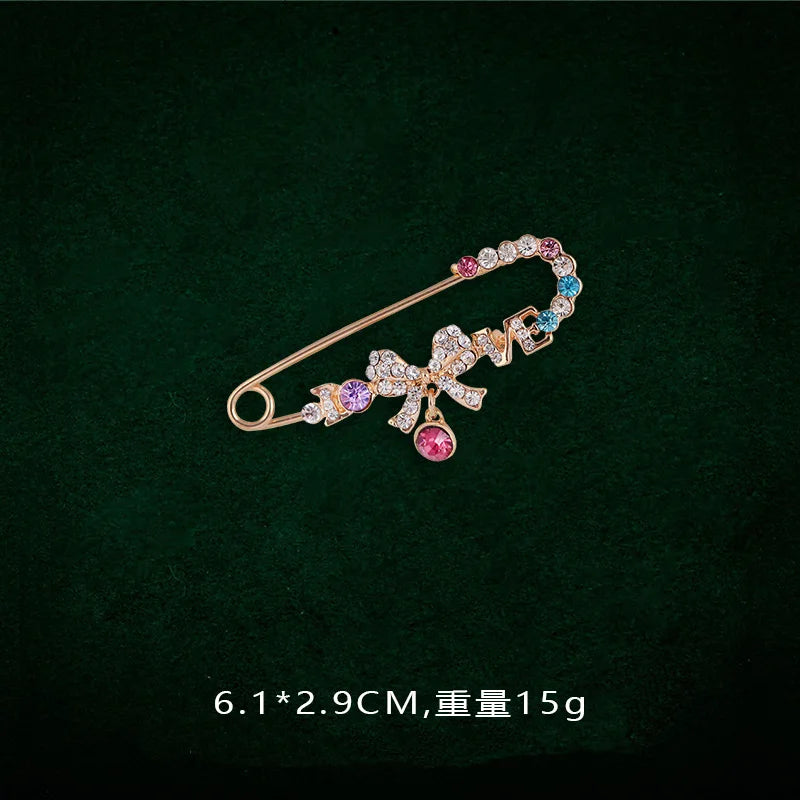 Cute Refined Crystal Rhinestone Branch Brooches Hijab Pins For Women Suit Scarf Flower Brooch Pin Jewelry