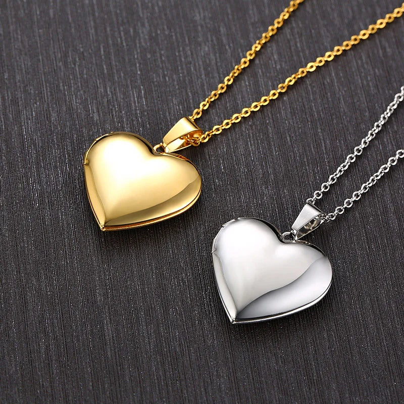 Monogram Floral Oval Heart Locket Pendant Necklace | Stainless Steel Photo Frame Keeps close-up view