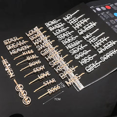 Simple Letter Rhinestone Hairpins Women Hair Clips Pins Barrettes Accessories For Women Girls Hair H