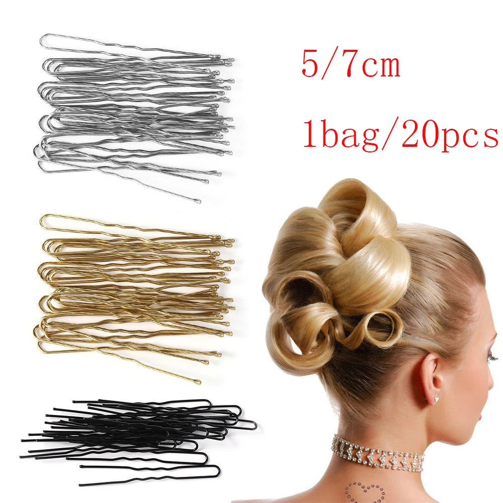 5/7cm 20Pcs U Shaped Hairpin Hair Clips Bobby Pins Metal Barrette Women Modeling Tools Bridal Hairst