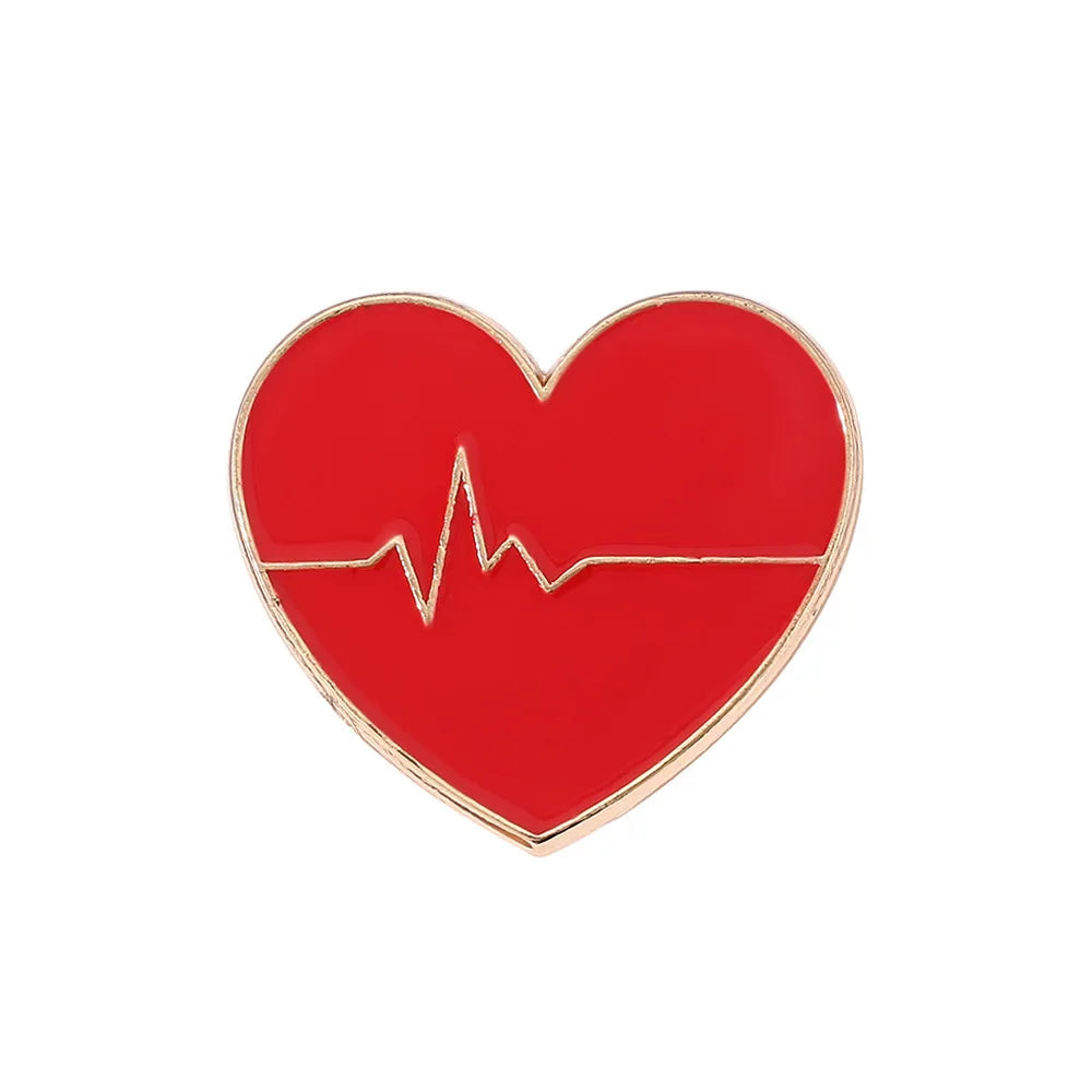 New Medical Medicine Brooch Pin Stethoscope Electrocardiogram Microscope Heart Shaped Pin Nurse Doctor Backpack Lapel Jewelry