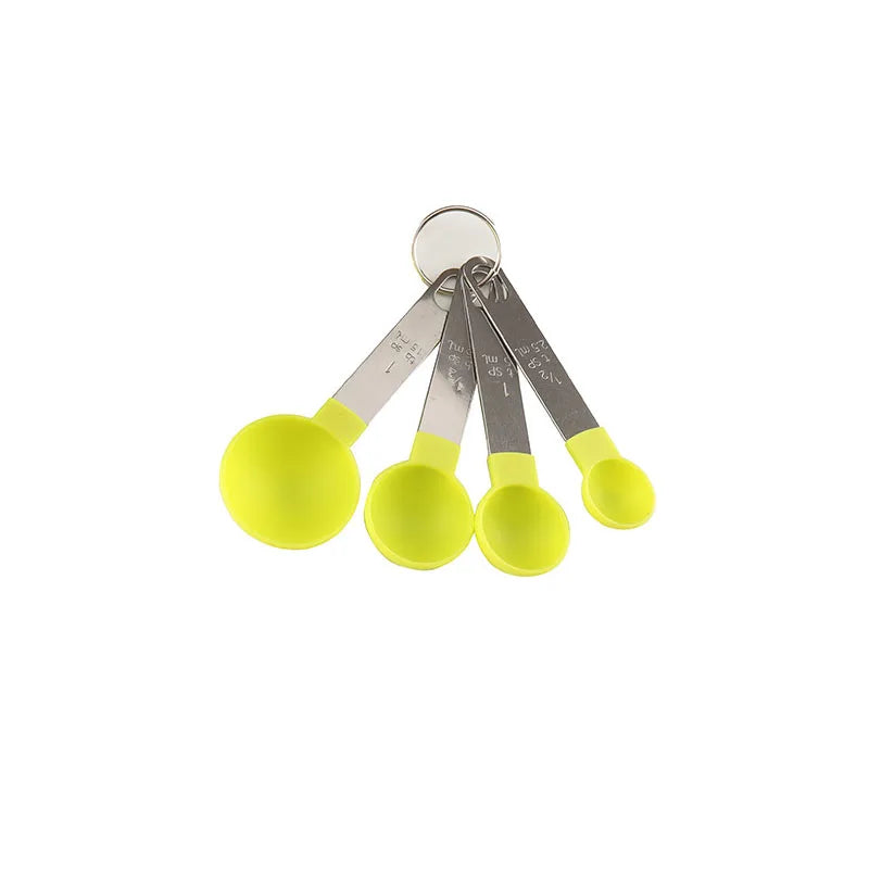 4pcs Kitchen Tools Measuring Spoons cups Set steel handleTeaspoon Coffee Sugar Scoop C close-up view