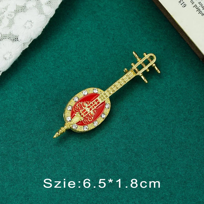 Vintage Palace Plant Flower Baroque Brooch Red Enamel Pearl Brooch Pin Woman Party Accessories
