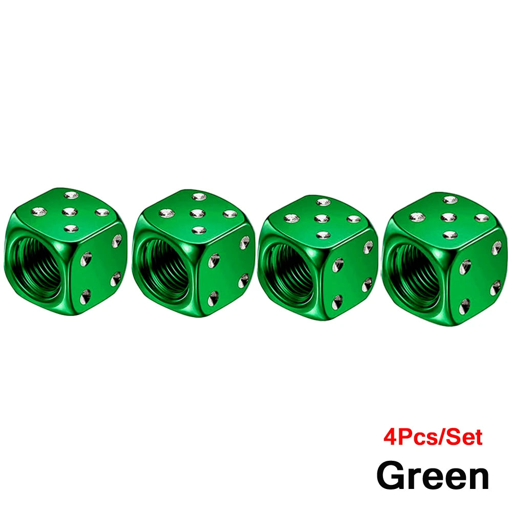 Aluminum Valve Stem Caps Set of 4 Car Bike Motorcycle close-up view