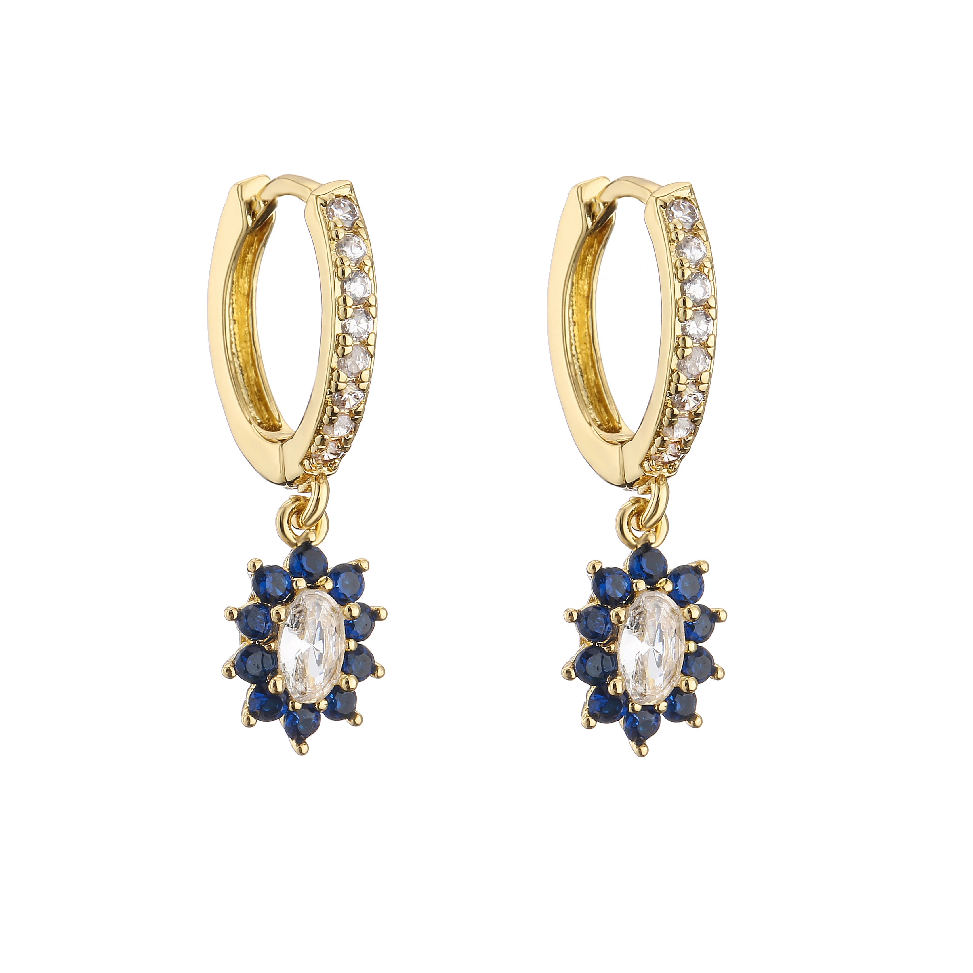 Cubic Zirconia Hoop Earrings | Classic Dazzling Stud Earrings for Women close-up view