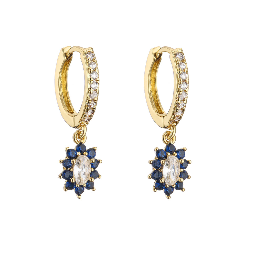 Cubic Zirconia Hoop Earrings | Classic Dazzling Stud Earrings for Women close-up view