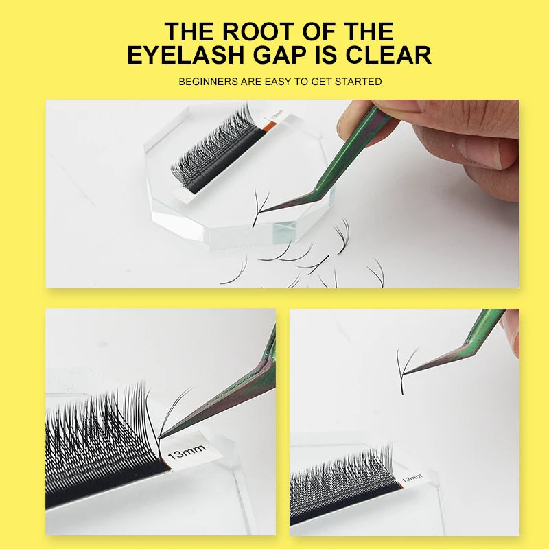 DeceMars YY Shape Black Brown Eyelashes Extensions | Two Tip Lashes C/D Curl detail view