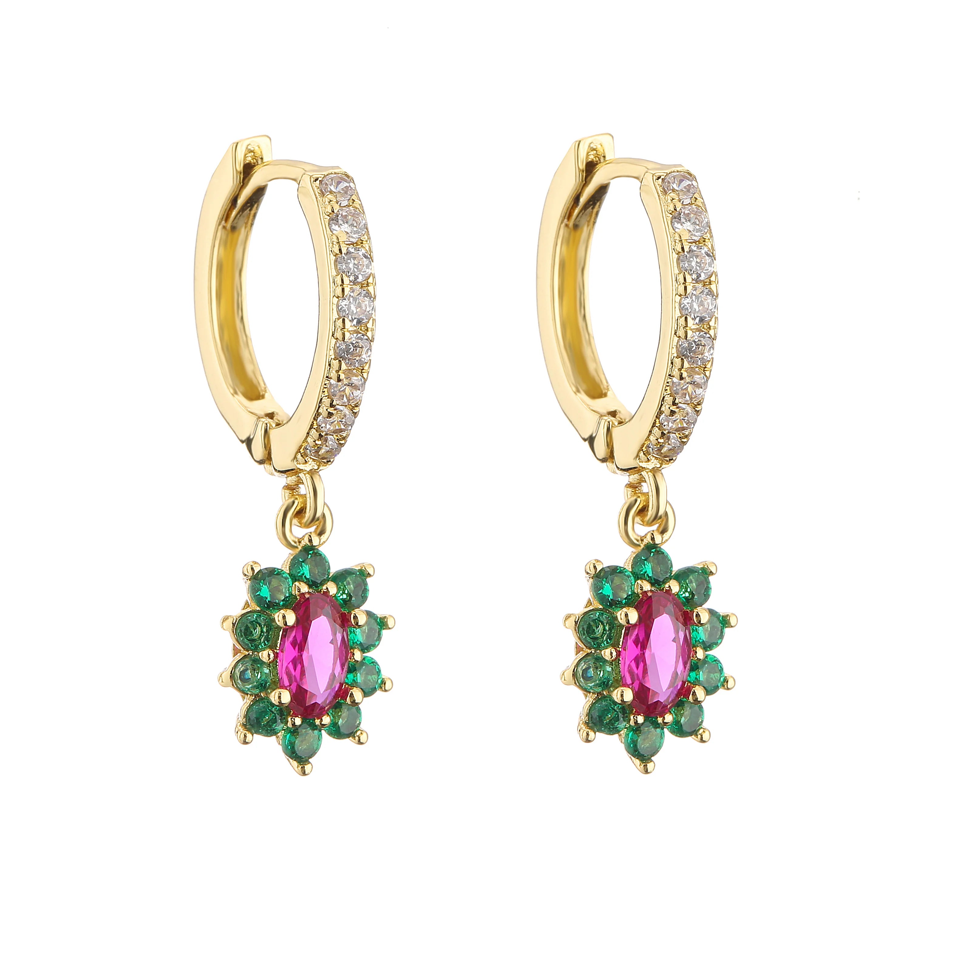 Cubic Zirconia Hoop Earrings | Classic Dazzling Stud Earrings for Women alternate view