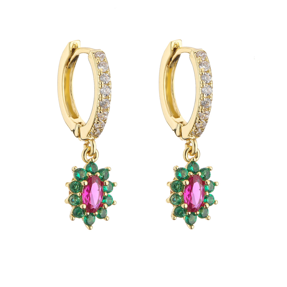 Cubic Zirconia Hoop Earrings | Classic Dazzling Stud Earrings for Women alternate view