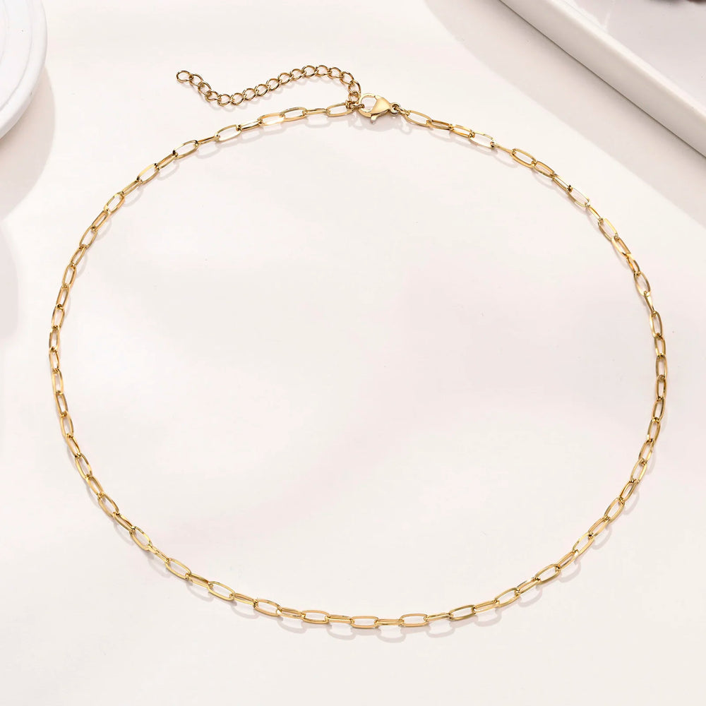 Vnox chic paperclip chain necklaces for women, rose gold color stainless steel rect additional angle
