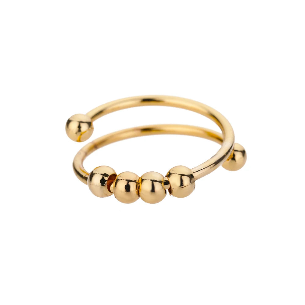 Women Open Spinner Adjustable Finger Ring Stainless Steel Rotating Freely Anti Stress alternate view