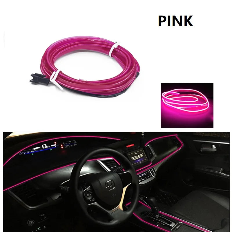 1/2/3/4/5M Car Interior Led Decorative Lamp EL Wiring Neon Strip For Auto DIY Flexible A detail view