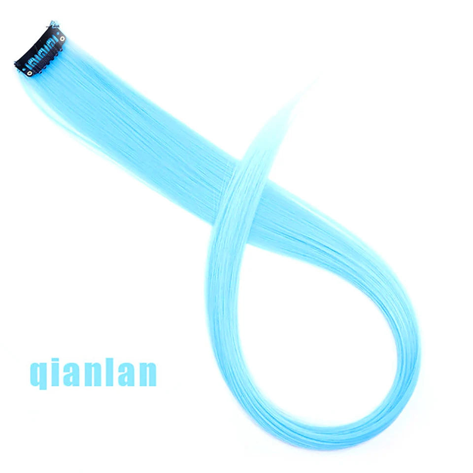 Clip In Rainbow Highlight Hair Extensions | Pink Synthetic Hair Strands lifestyle view