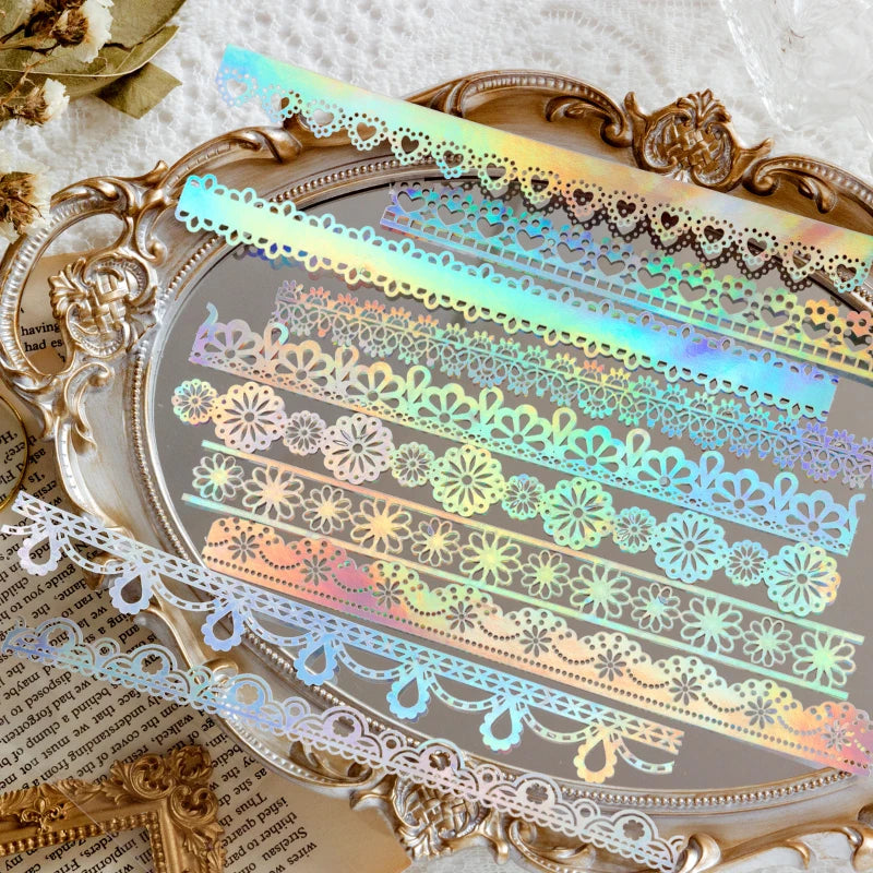 Yoofun 10pcs Vintage Gliding Stickers | Gold Flower Butterfly Lace Scrapbook Paper alternate view