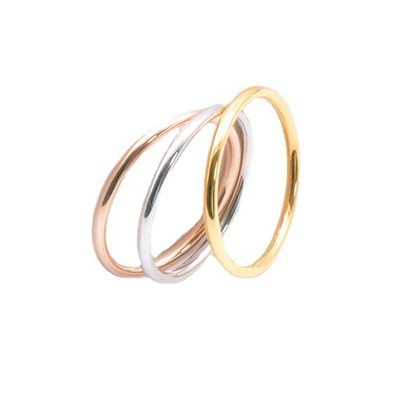 316 Stainless Steel Rounded Thin Rings Women Girls Small Circle Ring Jewelry 1.5mm Rose Gold Silver Color Size 4 5 6 7 8 9 10 11
