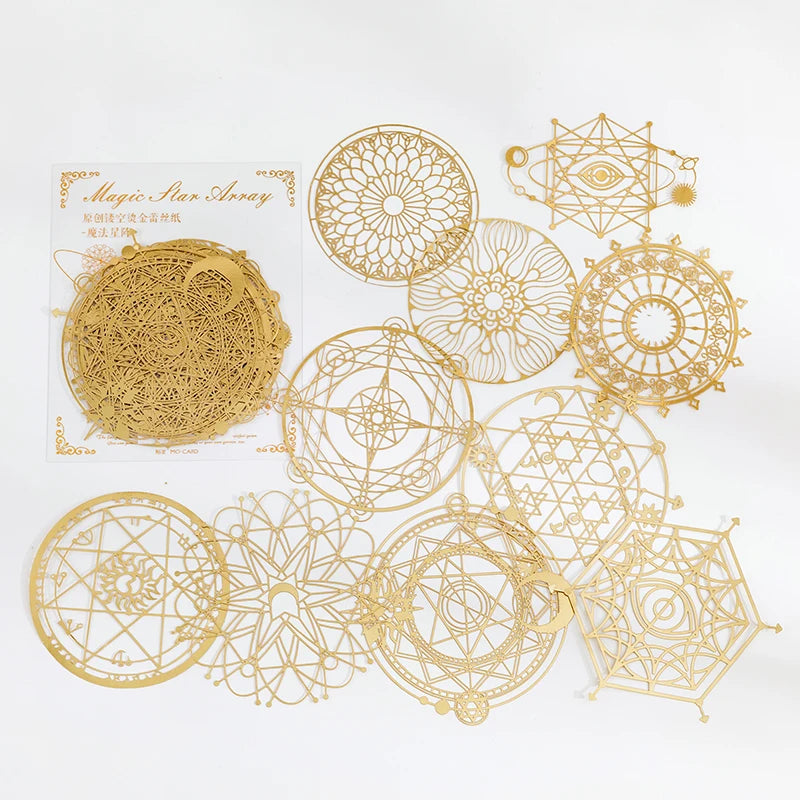 Yoofun 10pcs Vintage Gliding Stickers | Gold Flower Butterfly Lace Scrapbook Paper detail view