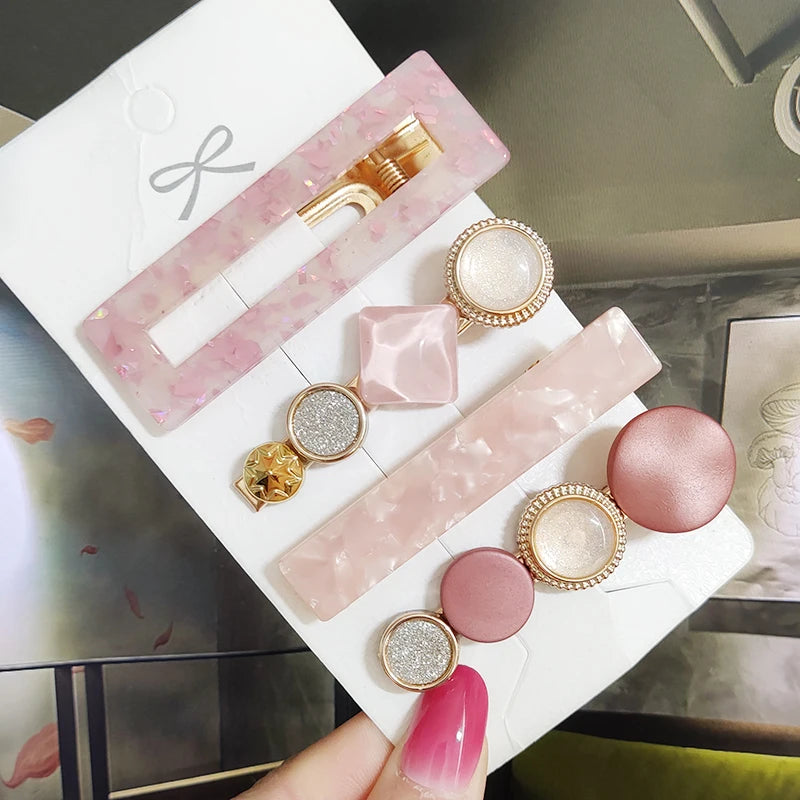 3/4pcs Set Pearl Hair Clip For Women Korean Hairpins Geometric Crystal Hair Barrettes Girl Hairgrip Hair Accessories