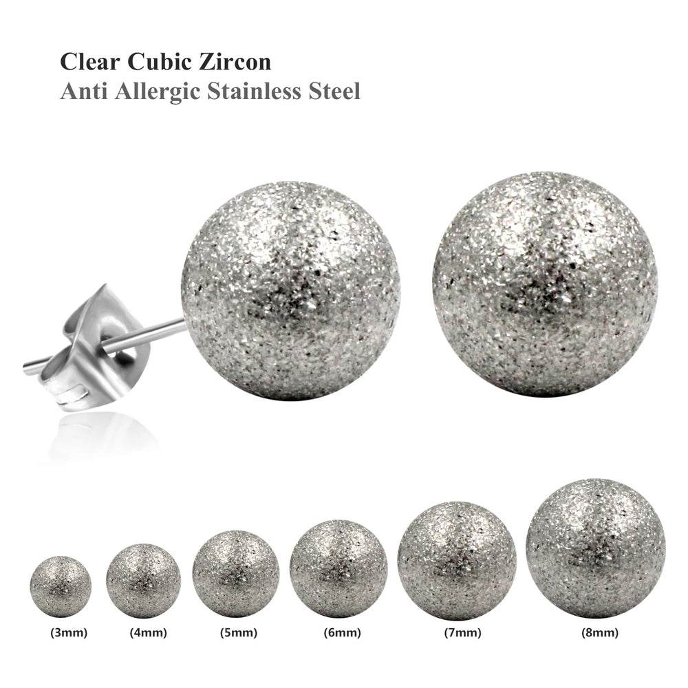 Stainless Steel Ball Stud Earrings Set 6 Pairs | Minimalist Round Clip Earrings for Wo close-up view