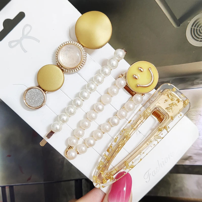 3/4pcs Set Pearl Hair Clip For Women Korean Hairpins Geometric Crystal Hair Barrettes Girl Hairgrip Hair Accessories