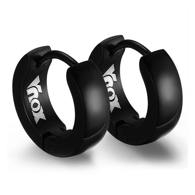 Rock Punk Huggie Earrings | Stainless Steel Unique Small Hoop Earrings for Men and Wom close-up view