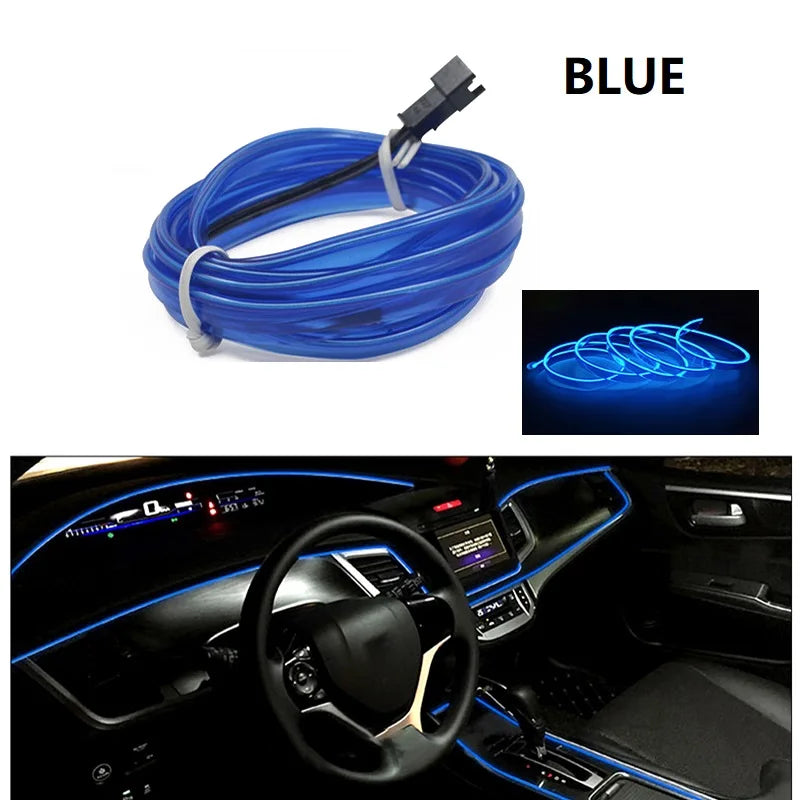 1/2/3/4/5M Car Interior Led Decorative Lamp EL Wiring Neon Strip For Auto DIY Flexibl alternate view