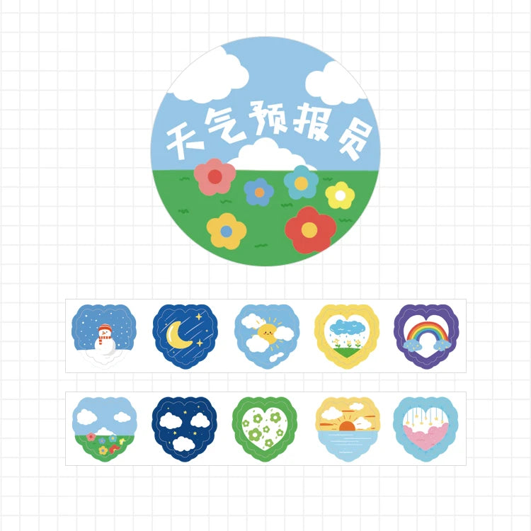 Kawaii Cartoon Washi Tape Stickers | 100pcs Roll Decorative Adhesive Masking Tape for alternate view
