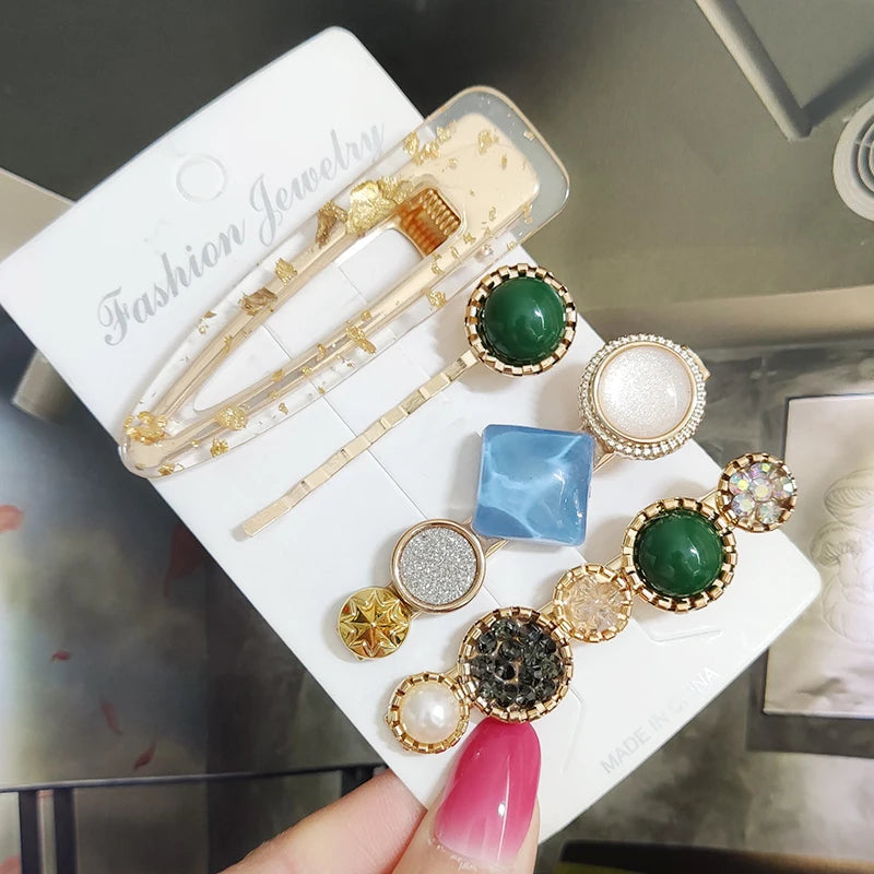 3/4pcs Set Pearl Hair Clip For Women Korean Hairpins Geometric Crystal Hair Barrettes Girl Hairgrip Hair Accessories