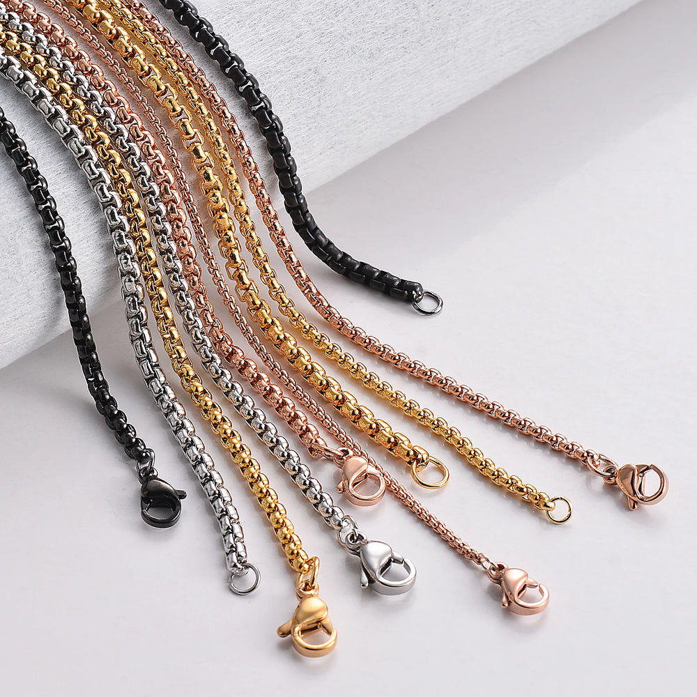 Stainless Steel Figaro Pearl Chain Necklace | Unisex Pendant Jewelry detail view