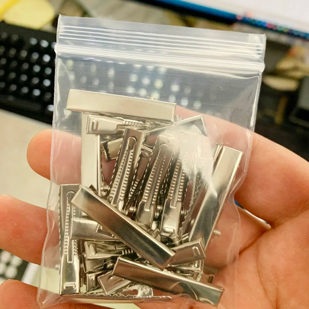 20/50Pcs 30/40/45/55/75/100mm Flat Metal Single Prong Alligator Hairpin Clip Base f additional angle