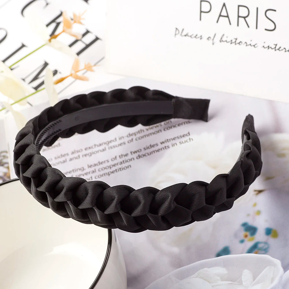Braided Headband Women Girls Elastic Hairbands Non-slip Fashion Weaving Hair Hoop Bands detail view