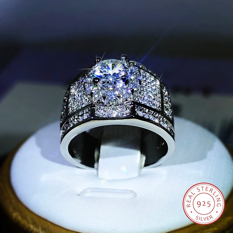 925 Sterling Silver Hot Luxury AAA White Zircon Engagement Rings For Women Men Trendy Female Male Je