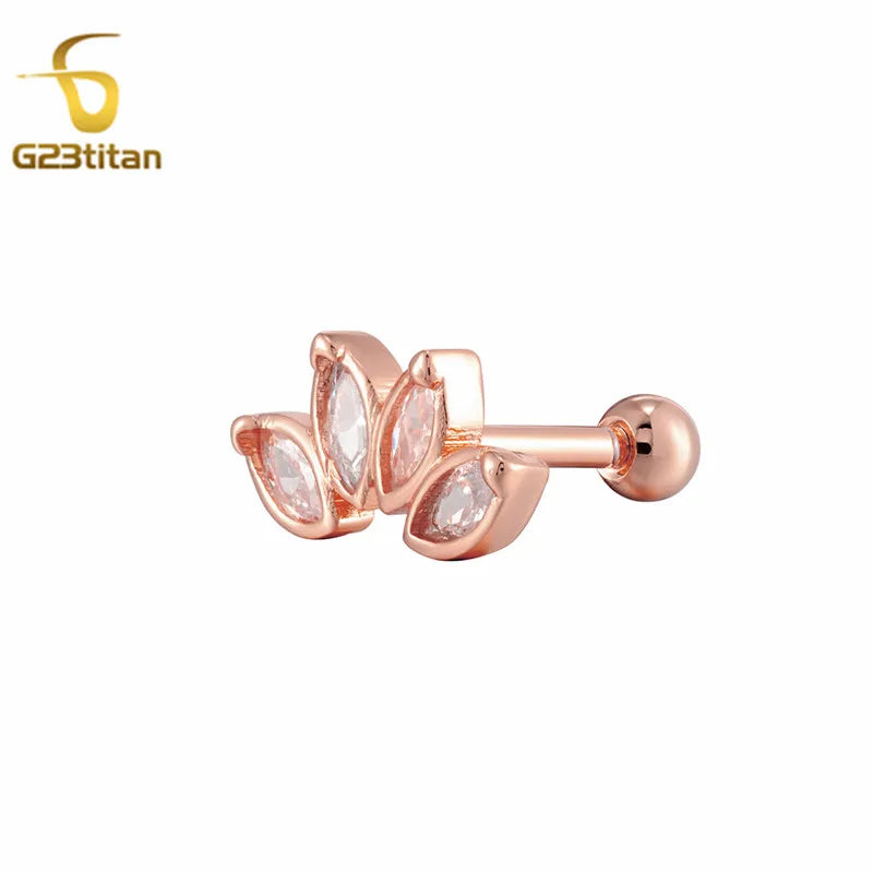 2PC Surgical Steel Cartilage Earring Helix Daith Conch Tragus Piecring Ring Zircon Fl alternate view