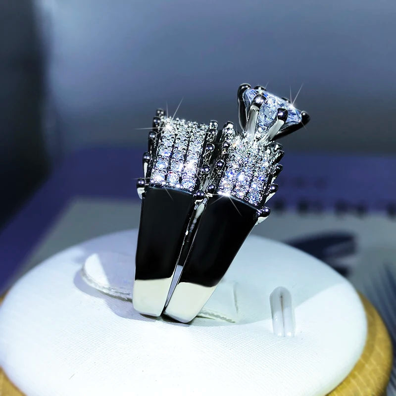 925 Sterling Silver Fashion High-End Full Diamond Full Zircon Ring Design For Ladies Par detail view