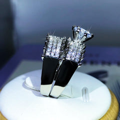 925 Sterling Silver Fashion High-End Full Diamond Full Zircon Ring Design For Ladies Par detail view