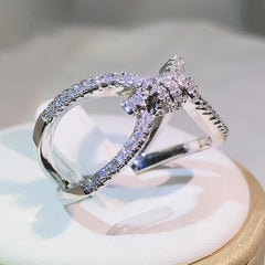 925 Sterling Silver Fashion Interwoven Figure 8 Ring For Ladies Personality Geometric Je detail view