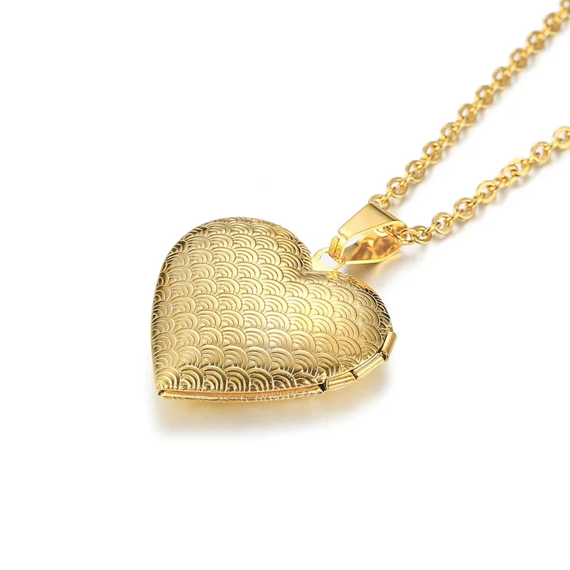 Delicate Floral Oval Heart Locket Pendant Necklaces for Women,Stainless Steel Photo Fram detail view