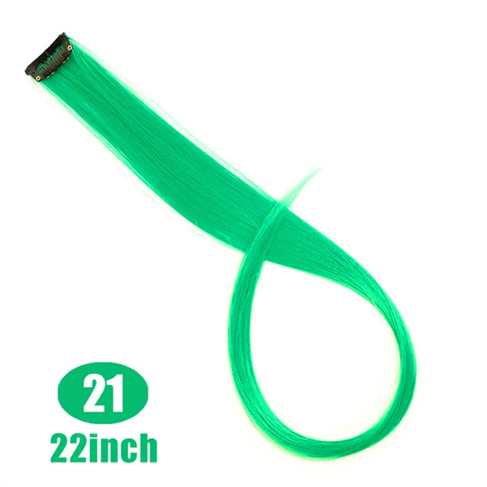 HUAYA Colorful Synthetic Hair Long Straight Hair Strands On Barrettes Clip In Hair Extensions Kanekalons Fake Hair Pins