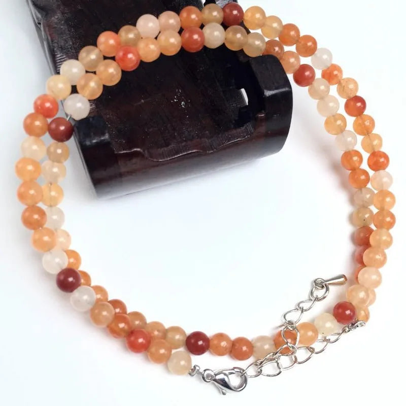 4mm Natural Stone Beaded Necklace and Bracelet Set | Tiger Eye Tourmaline Amazonite Ag close-up view