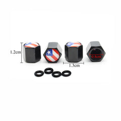 Zinc Alloy Puerto Rico Flag Tire Valve Stem Caps 4 Pcs Set detail view