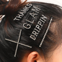 Simple Letter Rhinestone Hairpins Women Hair Clips Pins Barrettes Accessories For Wom alternate view