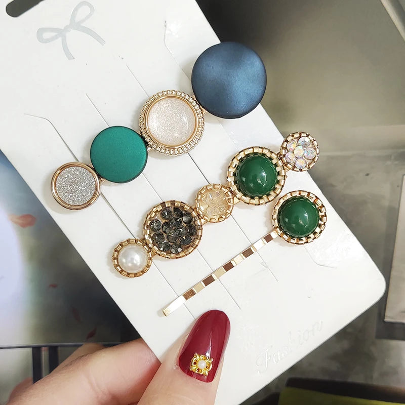 3/4pcs Set Pearl Hair Clip For Women Korean Hairpins Geometric Crystal Hair Barrettes Girl Hairgrip Hair Accessories
