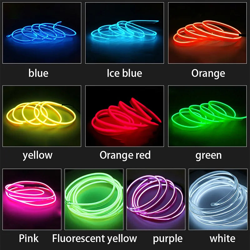 1/2/3/4/5M Car Interior Led Decorative Lamp EL Wiring Neon Strip For Auto DIY Flexible close-up view