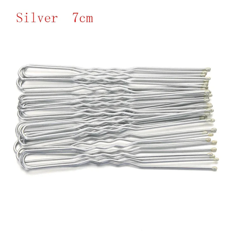 5/7cm 20Pcs U Shaped Hairpin Hair Clips Bobby Pins Metal Barrette Women Modeling Tools close-up view