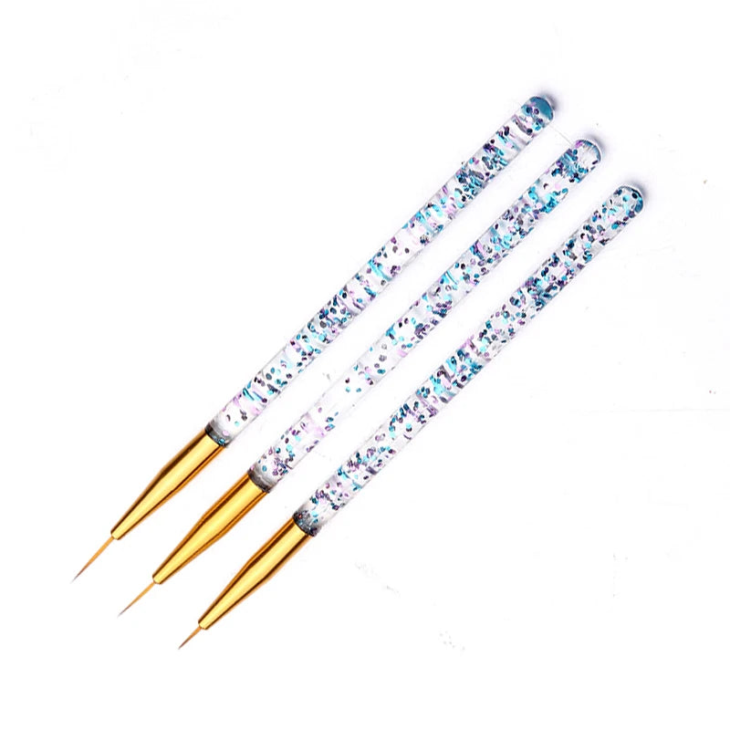 3pcs/Set Acrylic French Stripe Nail Art Line Painting Pen 3D Tips Manicure slim Line alternate view