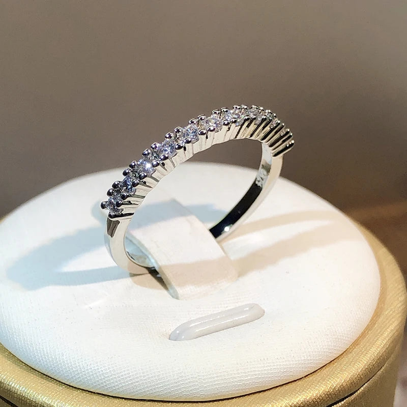 925 Silver Luxury Female Zircon Stone Single Row Ring Brand Fashion Simple Finger Ring S detail view
