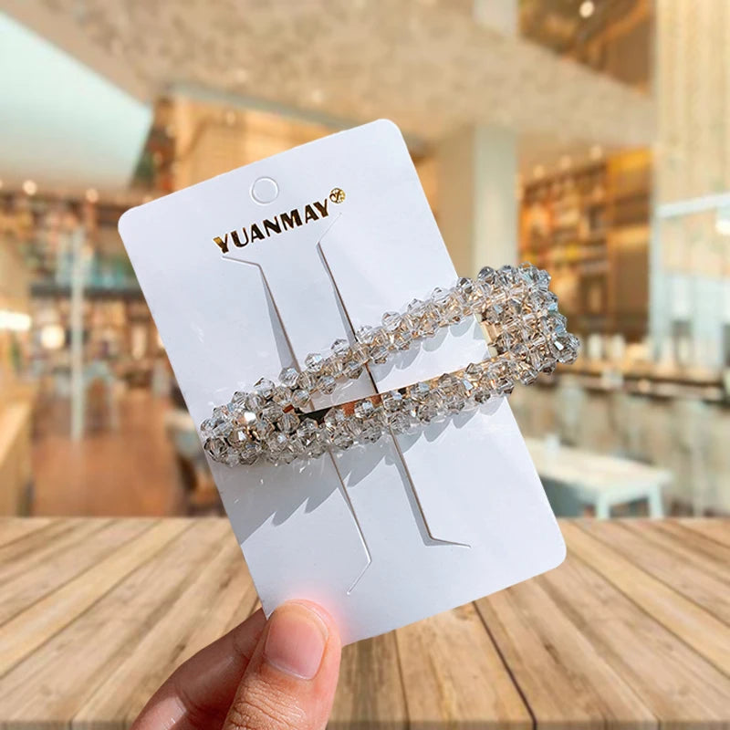 Fashion Women Rhinestone Hair Clips Full Crystal Hairclip Metal Ponytail Holder Hairpins Hair Accessories For Women